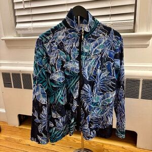Like New Women's Semi-Sheer Tropical Zip Up Jacket Size Medium